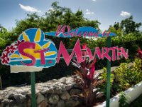 Welcome to St Maarten! The sign on the Dutch side of the border between the two sides of the island.